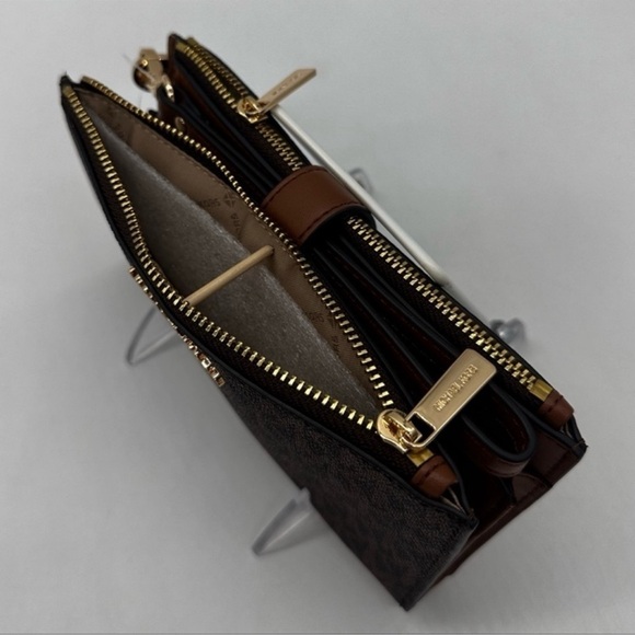 Michael Kors Lg Double Zip Wallet Wristlet & Trifold Wallet Brown | BUNDLE DEAL - Picture 6 of 13